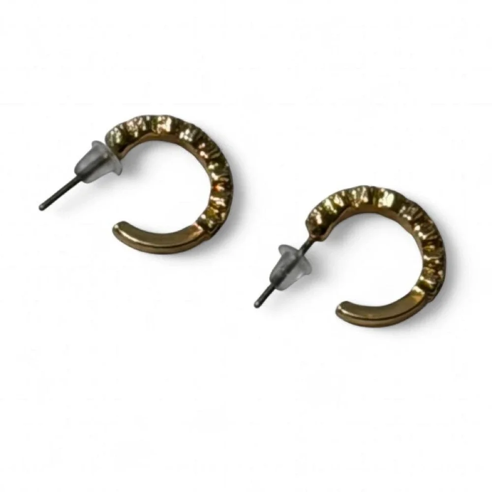 Gold Tone Rhinestone Huggie Hoop Earrings‎